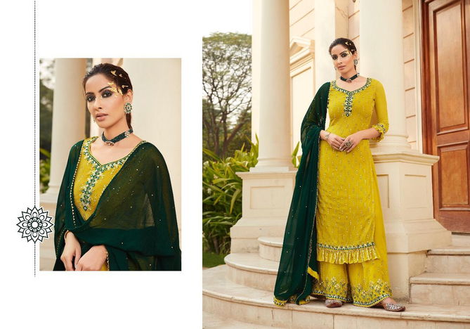 R Nazakat Designer  Latest Fancy Festive Wear Fox Georgette Embroidery Work And Original Mirror  Heavy Santoon  Salwar Suit Collection 